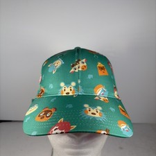 Nintendo Animal Crossing Mint Green AOP Villager Faces Strap Back Hat
