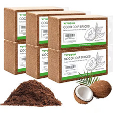 1.4 Lbs. Organic Compressed Coconut Coir Brick Coconut Fiber Substrate 6-Pack 