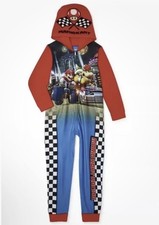 Mario Kart Boys Hooded Union Suit Footless Pajama Size 8