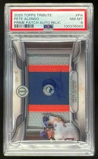 2025 Topps Tribute Prime Patch Autograph Relics #PA Pete Alonso Auto /10 PSA 8
