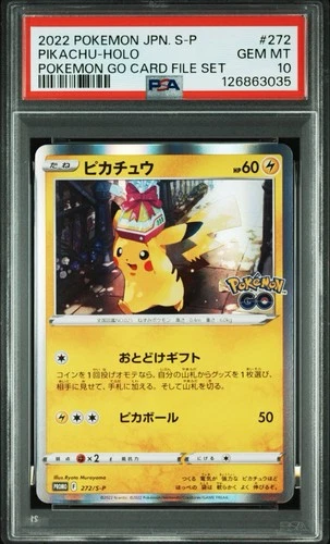 Pikachu 2022 Holo Pokemon GO Card File Set Promo Japanese 272/S-P PSA 10