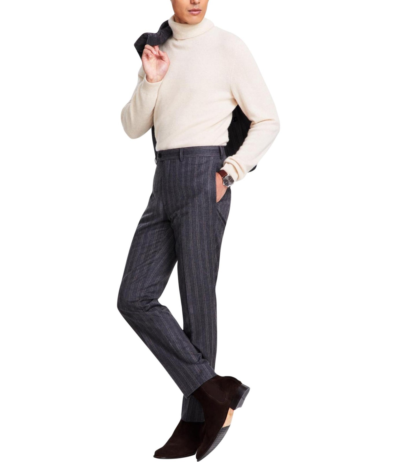 Tallia Mens Slim Fit Stretch Dress Pants Slacks, Grey, 30W x 32L