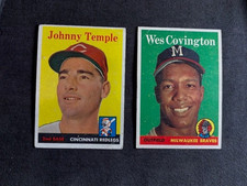 Lot of 2 1958 TOPPS: #140 Wes Covington  & #205 Johnny Temple   good