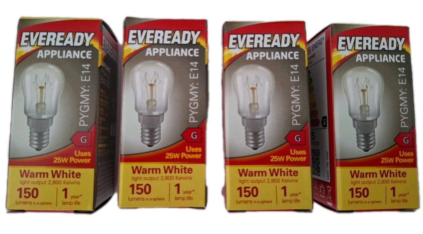 4 X Fridge Bulb Freezer 25w E14 Refrigerator Lamp Appliance Light SES Pygmy 240V