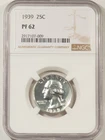 1939 PROOF WASHINGTON QUARTER - NGC PF-62, WHITE, LOOKS BETTER!