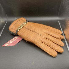 Snuggler by Aris Brown Faux Leather Gloves Size Regular Sherpa Lined Vtg Mod