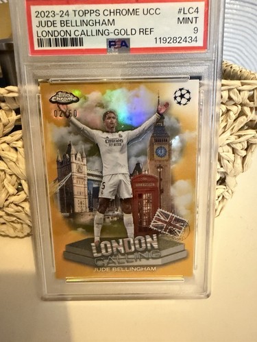 Topps Chrome UCC 2023/24 Jude Bellingham London Calling Gold /50 LC-4 PSA 9