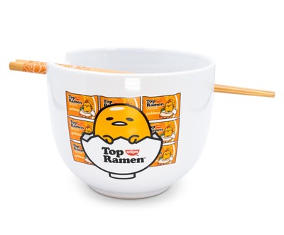 Sanrio Gudetama Top Ramen Japanisch Dinner Set 20-Ounce Schale, Essstäbchen