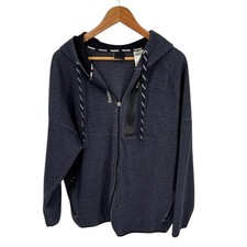 Reebok Men Full Zip Hoodie Jacket Heathered Blue L/G Athletic Casual