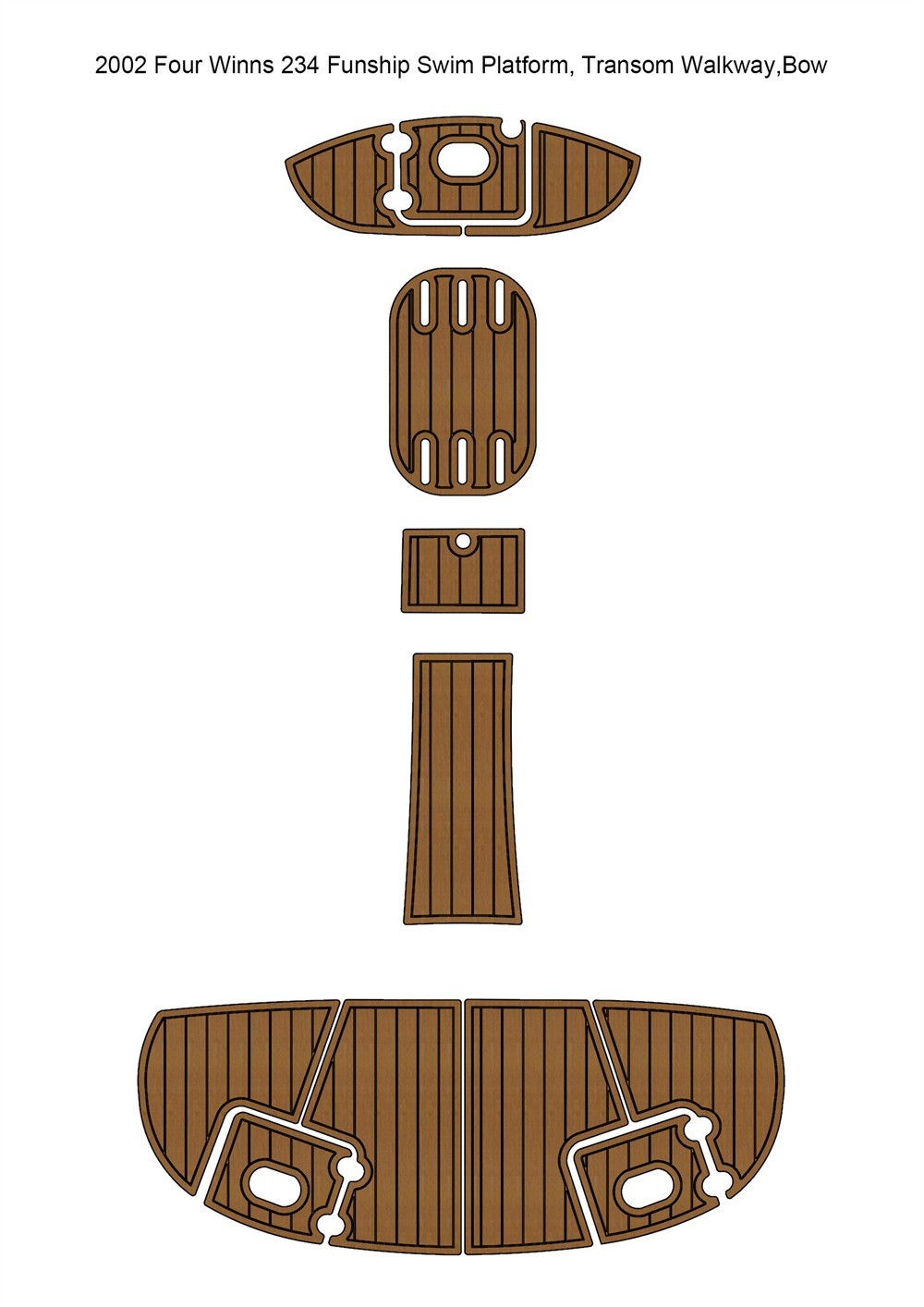 2002 Four Winns 234 Funship Swim Platform Bow Pad Boat EVA Foam Teak Floor Mat