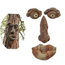Décoration de Visage d'Arbre Nain de Jardin Statue en Résine 15 cm Humoristique