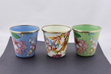 3 MACKENZIE CHILDS FLOWER MARKET HERB POTS CUPS ENGLISH GARDEN FLORAL – MINT