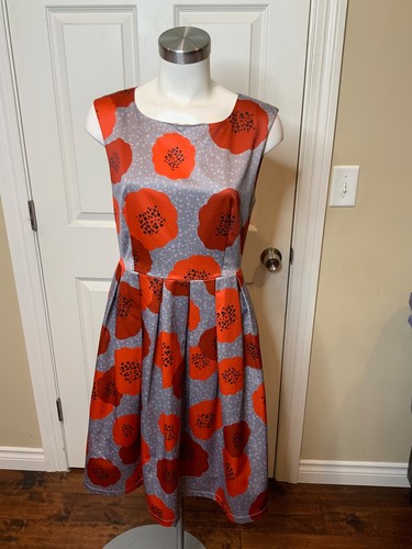 Dear Creatures Silver Red Poppy Sleeveless Fit & Flare Dress, Size S