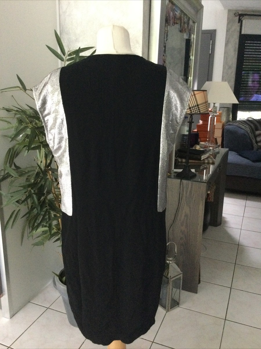 Robe Sandro En Soie Bleue Taille 2 - Occasion Très Bon état - Longueur Midi