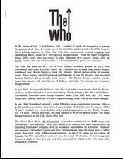 VINTAGE ORIGINAL 2000 The Who MCA Promo Media 2 pages 1st page both sides