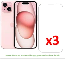 3x iPhone 15 Screen Protector w/ cloth