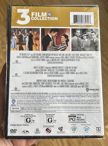 3 Film Collection: the Wizard of Oz/Gone with the Wind/Casablanca (DVD, 2020) - Picture 2 of 4