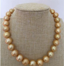 Rare Huge 12-13mm Real South Sea Round Gold Pearl Necklace 14-36 inch 14KGP