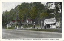 Hutch & Son Cabins, Haverhill MA; Socony gas; 1920s b&w photo PC