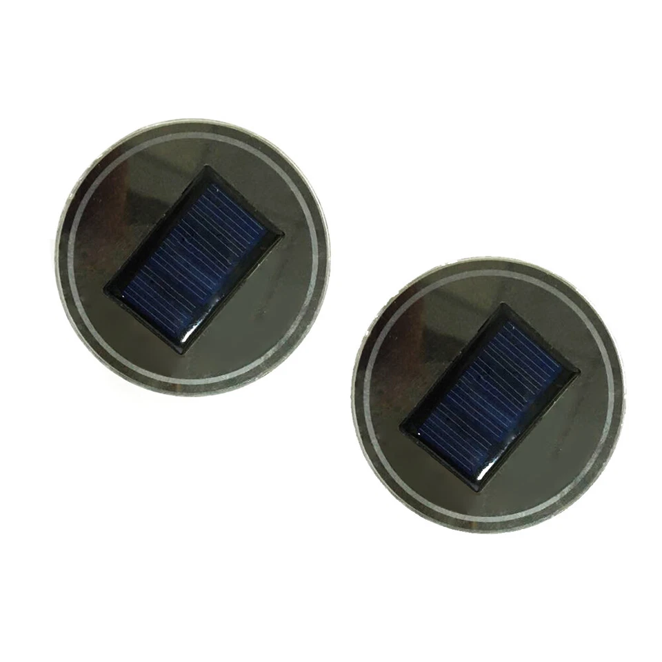 2pcs LED Solar Cup Pad Car Lights Cover Interior Decoration Lamp Accessories - Image 4 of 4