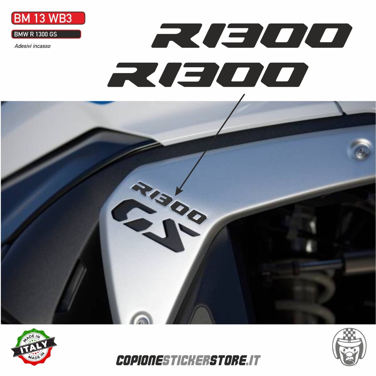 2 Stickers for Recessed Side Fairing Aluminum Motorcycle BMW R