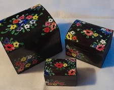 Nowy!! 3 x drewniane pudełko ręcznie robione (matroska) 