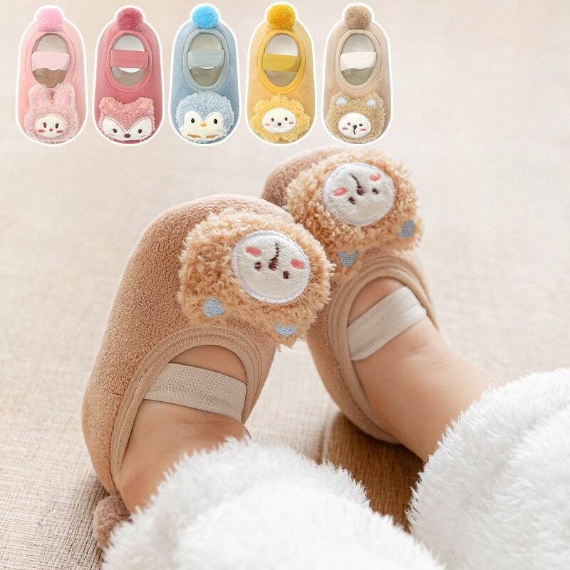 Baby Anti-slip Floor Socks Fuzzy Shoes Cartoon Slippers Kids Toddler 0-3  Years