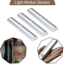 White LED PIR Motion Sensor Battery Operated Light Under Cabinet Lamp Light