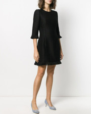 🆓US🛃 Dolce&Gabbana fringe trimmed wool black Dress IT 40