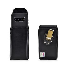 Holster for Galaxy S10 Plus with OTTERBOX DEFENDER Vertical Black Leather Clip