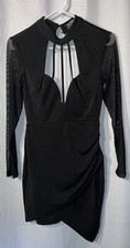 Yoins online Inspiration Women's Size 2 Sheer Sleeve Black Cocktail Dress N73