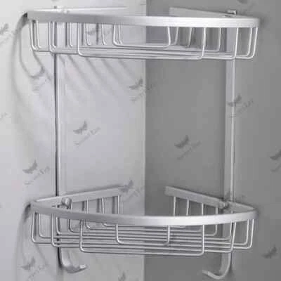 HOME 2 Tiers Corner Bathroom Rack Wall Mounted Storage Shelf Shower Caddy Organiser