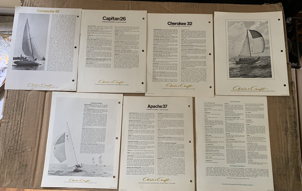 7 NOS 1967-68 Chris Craft Sailboat Brochures Prices Capitan