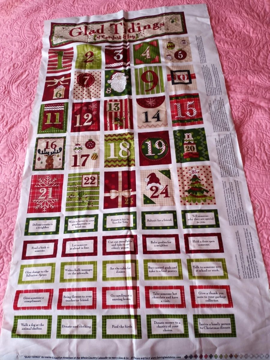 Glad Tidings Advent Calendar Fabric Panel Leann & Kaitlyn Anderson Henry  Glass | eBay