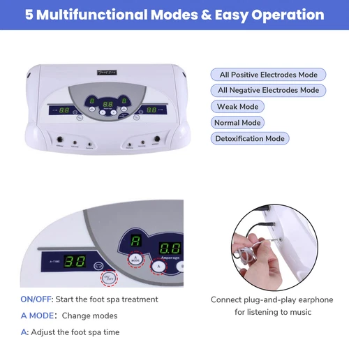 Detox Fußbad Maschine Dual Ionic Cell Relax Spa Massagegerät LCD MP3 Musik Player - Bild 4 von 11