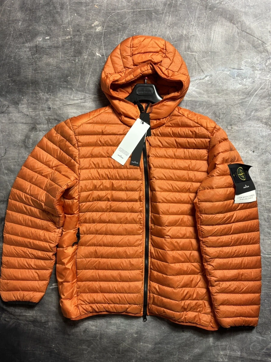 Stone island orange puffer cheap jacket