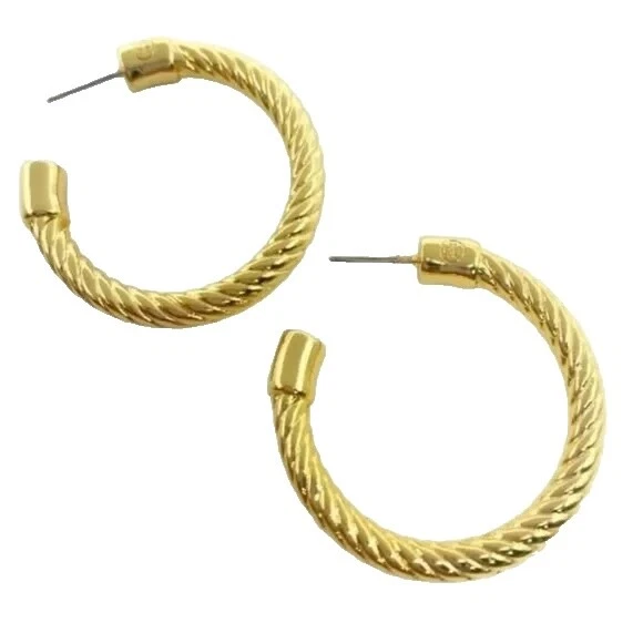 Chapado en Oro Amarillo Tory Burch Pendientes de Moda Aro