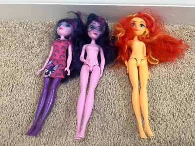 Lot of 3 Equestria Girls My Little Pony Dolls One With Clothes Figures
