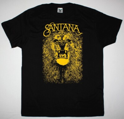 Vtg SANTANAAAA Band LION Heavy Cotton Black T Shirt For Men UR113