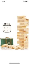 ApudArmis Giant Tumble Tower Stack from 2Ft to Over 4.2Ft 54 PCS Wooden Block