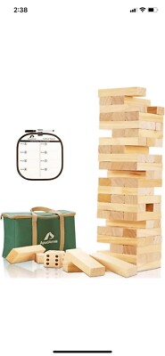 ApudArmis Giant Tumble Tower Stack from 2Ft to Over 4.2Ft 54 PCS Wooden Block