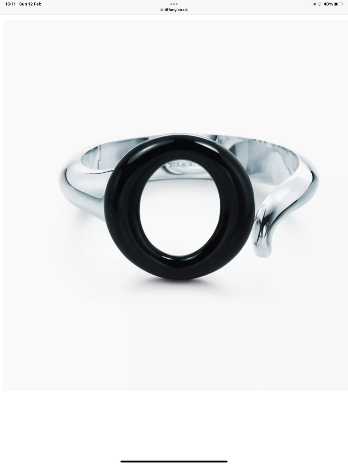 Genuine Tiffany & Co Peretti Black Jade Sevillana Bangle Cuff Bracelet rrp £3075