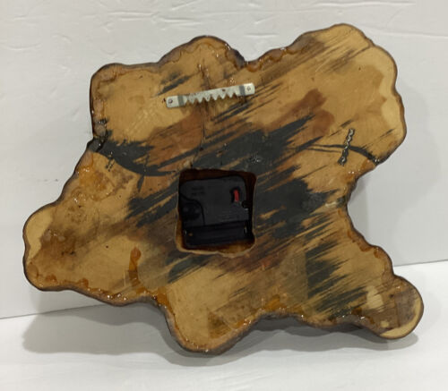 Vintage Retro Edge Wall Clock Wood Tree Slab Rustic Charm Teddy Bear Kids Room - Picture 7 of 10