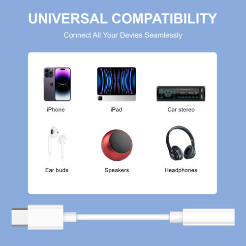 For iPhone 15 Pro Max USB Type C to 3.5mm Aux Jack Adapter Earphone Cable Cord - Picture 22 of 46