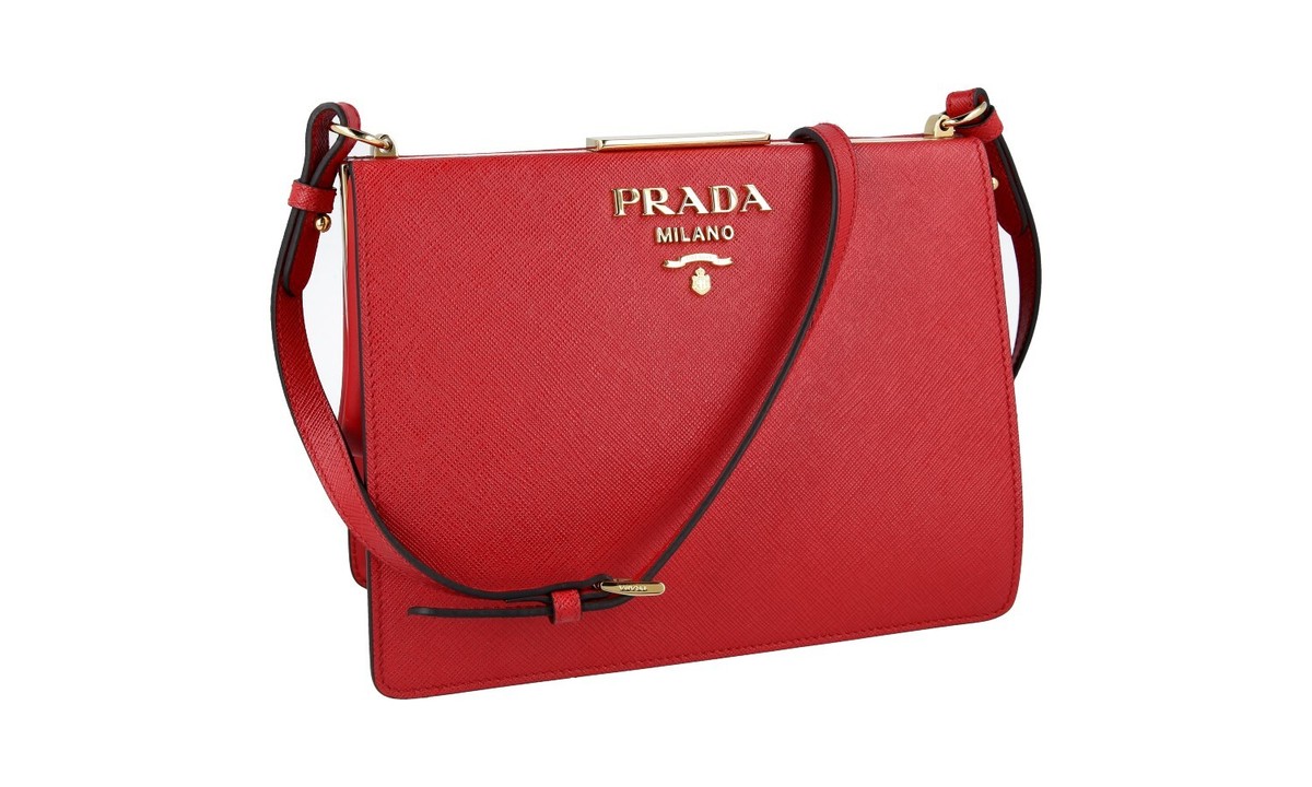PRADA SAFFIANO LIGHT FRAME SHOULDER BAG HANDBAG 1BK046 RED