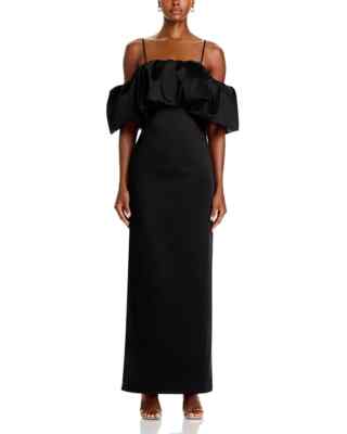 $895 SIMKHAI Dorina Off The Shoulder Ruffle Dress, Black, 4