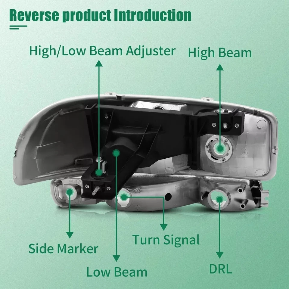Conjunto de faros cromados para GMC Sierra 1500 Yukon XL 1999-2006 carcasa lámparas Foto 2 de 4