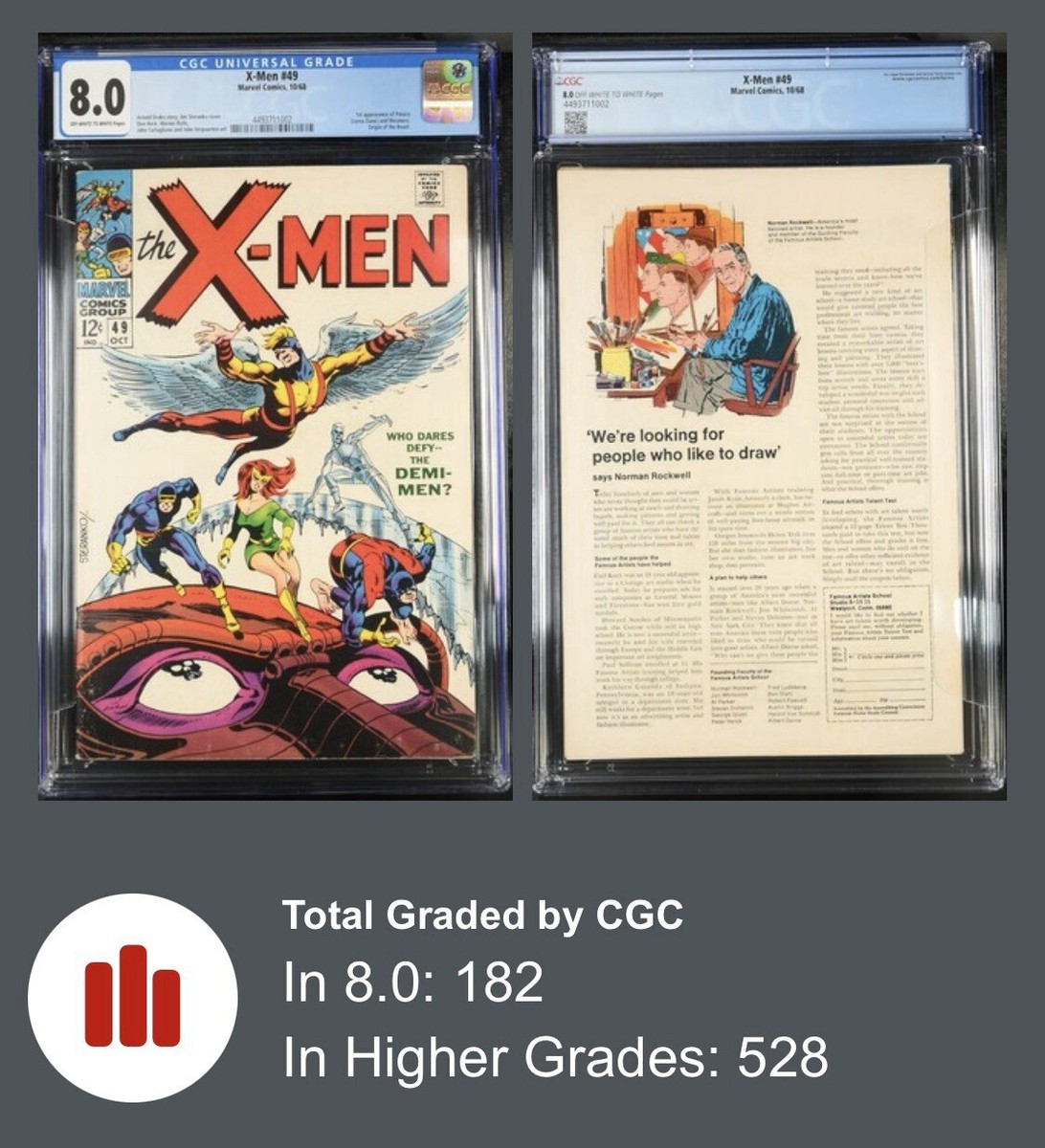 X-MEN 9本セット X-men 49 1968 CGC 8.0 OW/WH 1st Polaris, Origin Of Beast