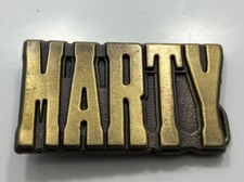 Vintage Marty Name Belt Buckle Bronze Brass Metal Lettering MBOI ROYP Cols. OH