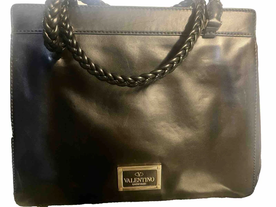 Valentino Garavani Demetra Leather Floral Lace Frame Satchel Tote Bag - Image 2 of 4